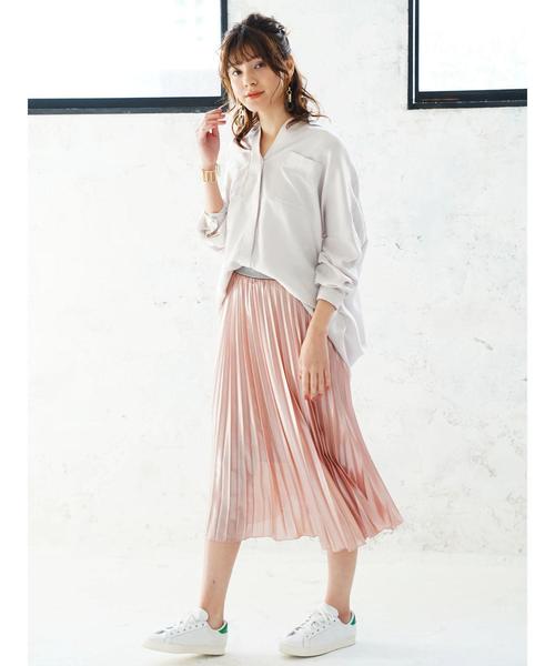 Editt by YECCA VECCA（エディットバイイェッカヴェッカ）の「P.テンセルスキッパ-シャツ（シャツ/ブラウス・レディース・カーキ/ラベンダー/ライトベージュ・FREE）」の18枚目の写真