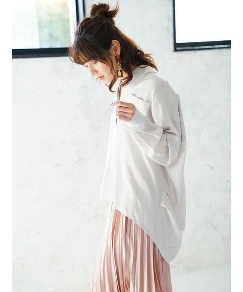 Editt by YECCA VECCA（エディットバイイェッカヴェッカ）の「P.テンセルスキッパ-シャツ（シャツ/ブラウス・レディース・カーキ/ラベンダー/ライトベージュ・FREE）」の6枚目の写真