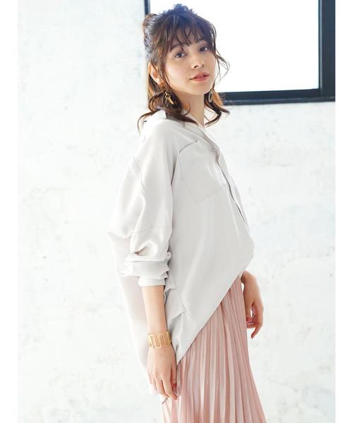 Editt by YECCA VECCA（エディットバイイェッカヴェッカ）の「P.テンセルスキッパ-シャツ（シャツ/ブラウス・レディース・カーキ/ラベンダー/ライトベージュ・FREE）」の12枚目の写真