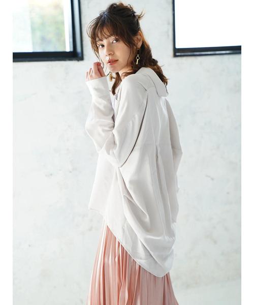 Editt by YECCA VECCA（エディットバイイェッカヴェッカ）の「P.テンセルスキッパ-シャツ（シャツ/ブラウス・レディース・カーキ/ラベンダー/ライトベージュ・FREE）」の17枚目の写真