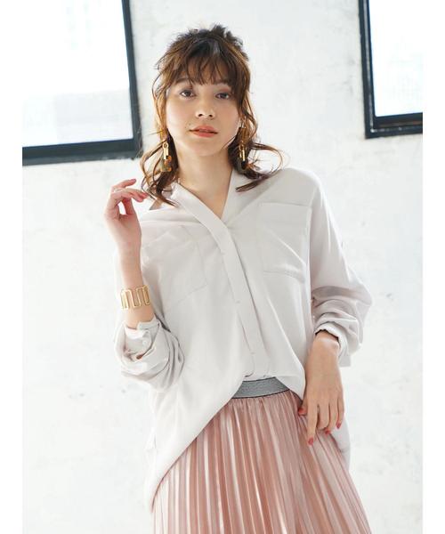 Editt by YECCA VECCA（エディットバイイェッカヴェッカ）の「P.テンセルスキッパ-シャツ（シャツ/ブラウス・レディース・カーキ/ラベンダー/ライトベージュ・FREE）」の9枚目の写真