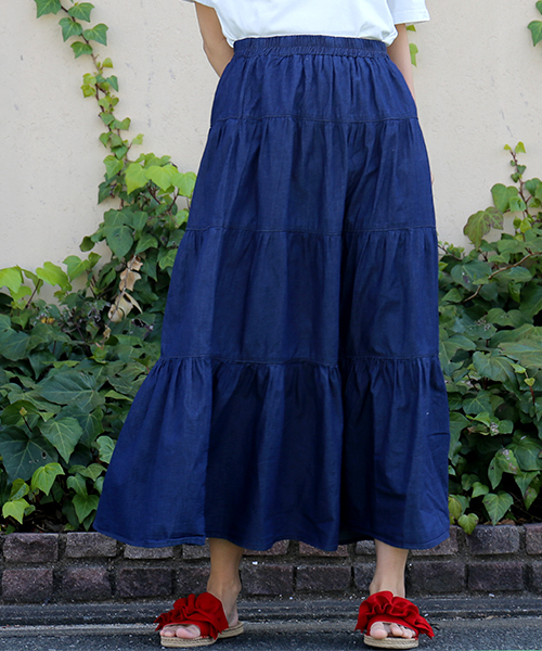 CHARM BERRY TIC（チャームベリーチック）の「デニムティアードスカート（スカート・レディース・ブルー/ネイビー/ライトブルー・M/L/LL）」の19枚目の写真