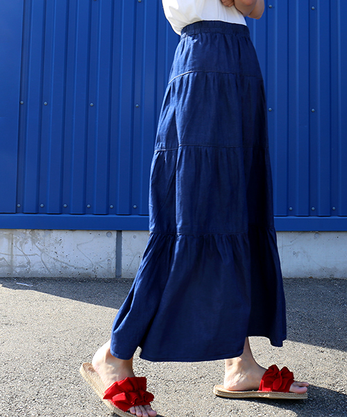 CHARM BERRY TIC（チャームベリーチック）の「デニムティアードスカート（スカート・レディース・ブルー/ネイビー/ライトブルー・M/L/LL）」の17枚目の写真