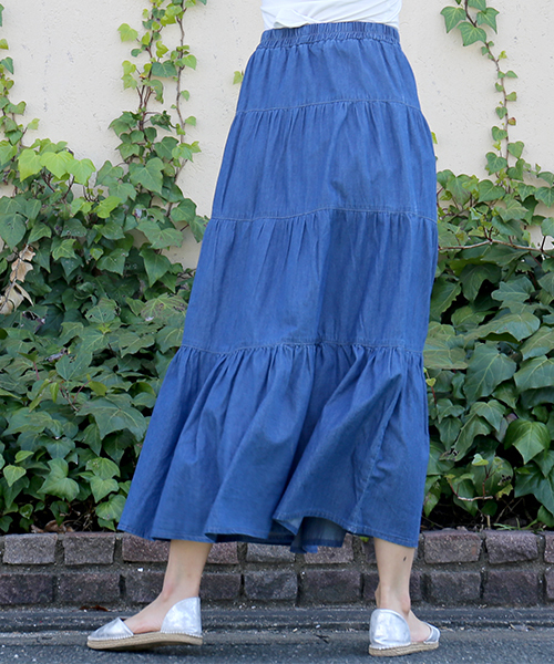 CHARM BERRY TIC（チャームベリーチック）の「デニムティアードスカート（スカート・レディース・ブルー/ネイビー/ライトブルー・M/L/LL）」の22枚目の写真
