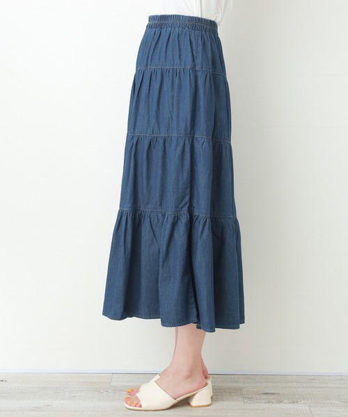 CHARM BERRY TIC（チャームベリーチック）の「デニムティアードスカート（スカート・レディース・ブルー/ネイビー/ライトブルー・M/L/LL）」の10枚目の写真