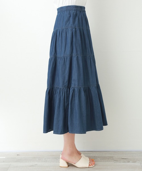 CHARM BERRY TIC（チャームベリーチック）の「デニムティアードスカート（スカート・レディース・ブルー/ネイビー/ライトブルー・M/L/LL）」の8枚目の写真