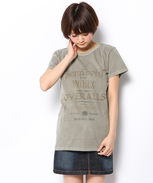 goa（ゴア）の「STRONG　FOR　WORK　ﾌﾟﾘﾝﾄTシャツ（Tシャツ/カットソー・レディース・ホワイト/グレー/ベージュ/カーキ・FREE）」の4枚目の写真