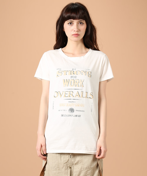 goa（ゴア）の「STRONG　FOR　WORK　ﾌﾟﾘﾝﾄTシャツ（Tシャツ/カットソー・レディース・ホワイト/グレー/ベージュ/カーキ・FREE）」の12枚目の写真