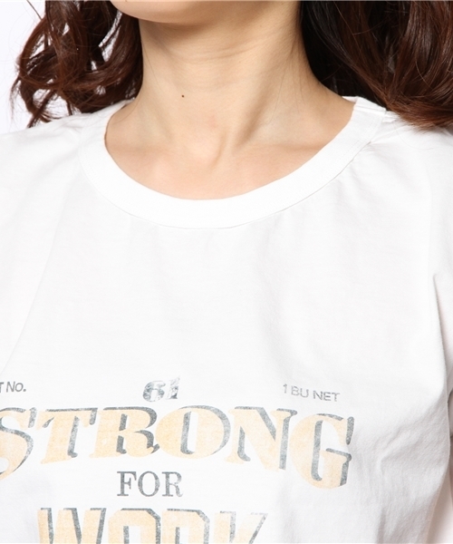 goa（ゴア）の「STRONG　FOR　WORK　ﾌﾟﾘﾝﾄTシャツ（Tシャツ/カットソー・レディース・ホワイト/グレー/ベージュ/カーキ・FREE）」の8枚目の写真