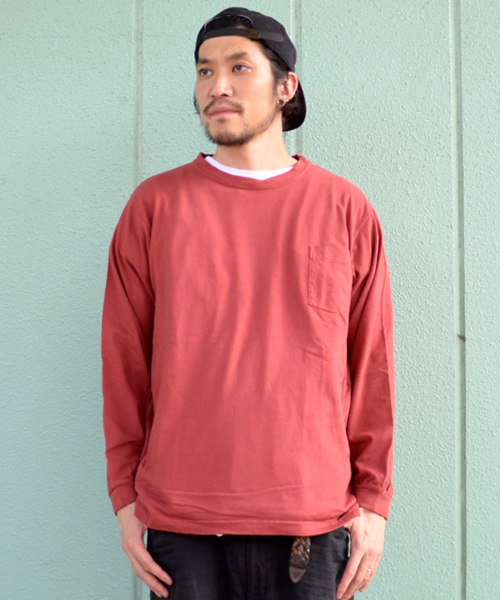 CAMBER（キャンバー）の「別注CREW LS TEE(FINEST) / long sleeve crew neck pocket T shirts（Tシャツ/カットソー・メンズ・ホワイト/ブラック/マスタード/レッド系その他/ブルーグリーン・L/M/S/XL）」の5枚目の写真