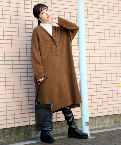 LOWRYS FARM（ローリーズファーム）の「イタリーヘンリーワンピース　840736（ワンピース・レディース・ブラック/グレー/ブラウン/ブルー/モカ/ミント・FREE）」の3枚目の写真