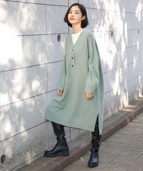 LOWRYS FARM（ローリーズファーム）の「イタリーヘンリーワンピース　840736（ワンピース・レディース・ブラック/グレー/ブラウン/ブルー/モカ/ミント・FREE）」の5枚目の写真