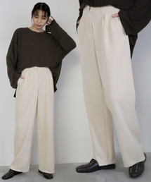 select MOCA | ニットライクフロントタックワイドパンツ/コットンソフトタッチフルレングスナチュラルカットオフハイウエストパンツ(その他パンツ)