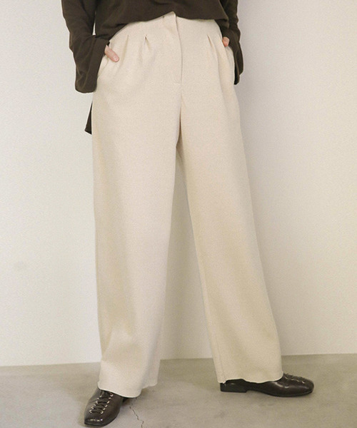 select MOCA（セレクトモカ）の「ニットライクフロントタックワイドパンツ/コットンソフトタッチフルレングスナチュラルカットオフハイウエストパンツ（その他パンツ・レディース・ブラック/アイボリー・SMALL/MEDIUM）」の17枚目の写真
