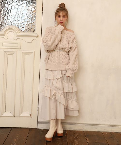 one after another NICE CLAUP(ワンアフターアナザーナイスクラップ)の「フリルティアードスカート(スカート・レディース・ブラック/パープル/アイボリー/チェック・FREE)」の22枚目の写真
