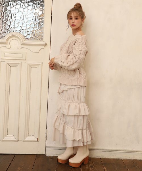 one after another NICE CLAUP(ワンアフターアナザーナイスクラップ)の「フリルティアードスカート(スカート・レディース・ブラック/パープル/アイボリー/チェック・FREE)」の17枚目の写真