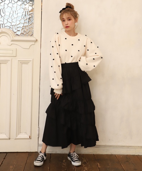 one after another NICE CLAUP(ワンアフターアナザーナイスクラップ)の「フリルティアードスカート(スカート・レディース・ブラック/パープル/アイボリー/チェック・FREE)」の15枚目の写真