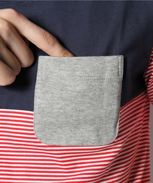 R.NEWBOLD(アールニューボールド)の「CREW NECK BORDER T-SH/SWITCHING/145541(Tシャツ/カットソー・メンズ・ホワイト系その他/グリーン/ネイビー・X-LARGE/LARGE/MEDIUM/SMALL)」の12枚目の写真