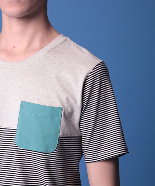 R.NEWBOLD(アールニューボールド)の「CREW NECK BORDER T-SH/SWITCHING/145541(Tシャツ/カットソー・メンズ・ホワイト系その他/グリーン/ネイビー・X-LARGE/LARGE/MEDIUM/SMALL)」の14枚目の写真