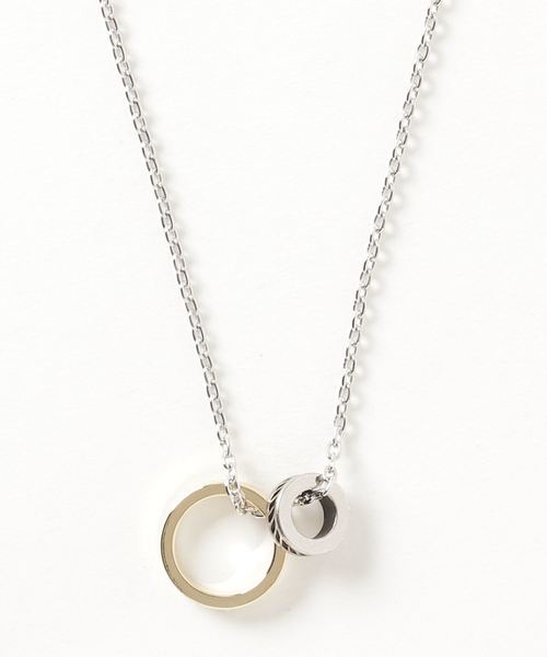 WEGO（ウィゴー）の「WEGO/2リングチェーンネックレス（ネックレス・メンズ・ブラック/シルバー・FREE）」の2枚目の写真