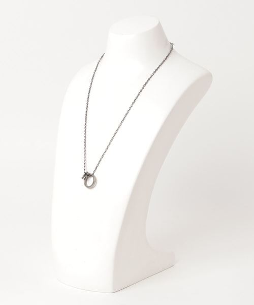 WEGO（ウィゴー）の「WEGO/2リングチェーンネックレス（ネックレス・メンズ・ブラック/シルバー・FREE）」の4枚目の写真