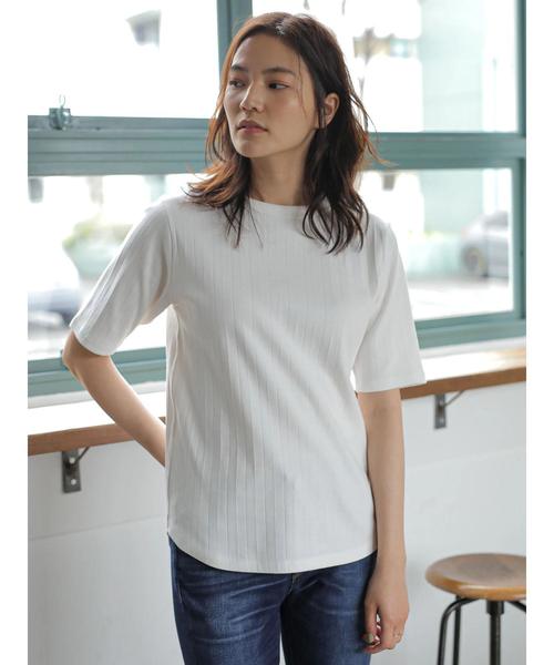 AMERICAN HOLIC（アメリカンホリック）の「針抜きテレコクルーネックカットプルオーバー　＊〇（Tシャツ/カットソー・レディース・ブラック/オフホワイト/モカ/ホワイト系その他・M/L）」の5枚目の写真