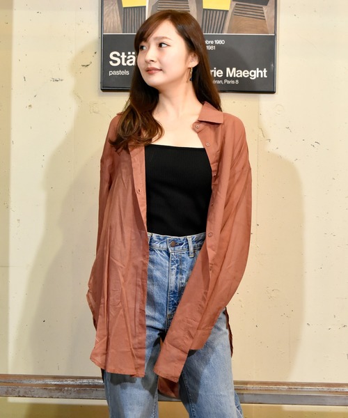 TONE SELECT WEAR（トーンセレクトウェア）の「【TONE SELECT WEAR】シアーロングシャツ(MI)（シャツ/ブラウス・レディース・ホワイト/パープル/ブラウン/グリーン・FREE）」の3枚目の写真