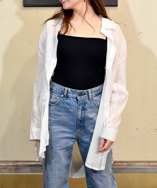 TONE SELECT WEAR（トーンセレクトウェア）の「【TONE SELECT WEAR】シアーロングシャツ(MI)（シャツ/ブラウス・レディース・ホワイト/パープル/ブラウン/グリーン・FREE）」の2枚目の写真