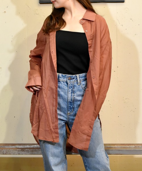 TONE SELECT WEAR（トーンセレクトウェア）の「【TONE SELECT WEAR】シアーロングシャツ(MI)（シャツ/ブラウス・レディース・ホワイト/パープル/ブラウン/グリーン・FREE）」の9枚目の写真