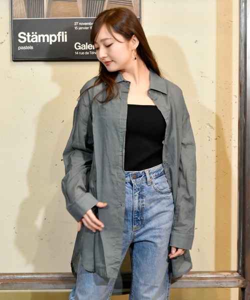 TONE SELECT WEAR（トーンセレクトウェア）の「【TONE SELECT WEAR】シアーロングシャツ(MI)（シャツ/ブラウス・レディース・ホワイト/パープル/ブラウン/グリーン・FREE）」の11枚目の写真