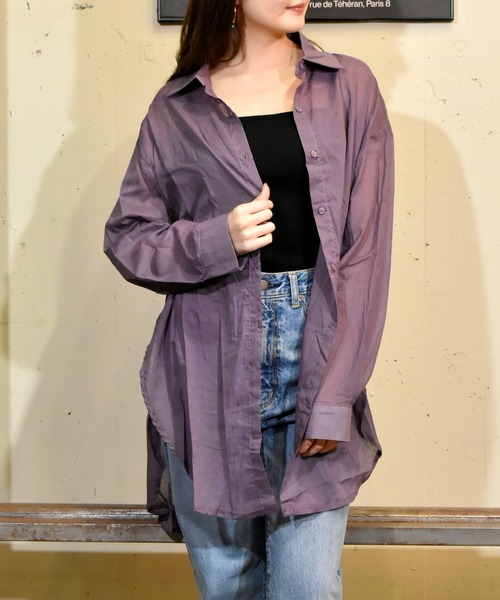 TONE SELECT WEAR（トーンセレクトウェア）の「【TONE SELECT WEAR】シアーロングシャツ(MI)（シャツ/ブラウス・レディース・ホワイト/パープル/ブラウン/グリーン・FREE）」の13枚目の写真