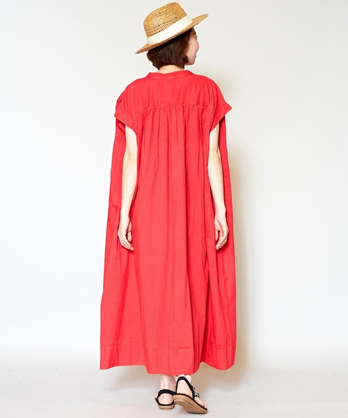 チャイハネ（チャイハネ）の「【チャイハネ】yul バンドカラーフレンチスリーブワンピース（ワンピース・レディース・ホワイト/ブラック/レッド・FREE）」の7枚目の写真