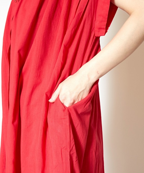 チャイハネ（チャイハネ）の「【チャイハネ】yul バンドカラーフレンチスリーブワンピース（ワンピース・レディース・ホワイト/ブラック/レッド・FREE）」の8枚目の写真