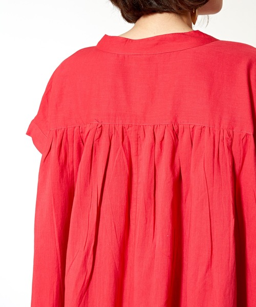 チャイハネ（チャイハネ）の「【チャイハネ】yul バンドカラーフレンチスリーブワンピース（ワンピース・レディース・ホワイト/ブラック/レッド・FREE）」の10枚目の写真