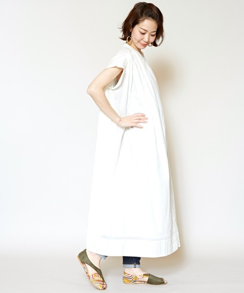 チャイハネ（チャイハネ）の「【チャイハネ】yul バンドカラーフレンチスリーブワンピース（ワンピース・レディース・ホワイト/ブラック/レッド・FREE）」の11枚目の写真