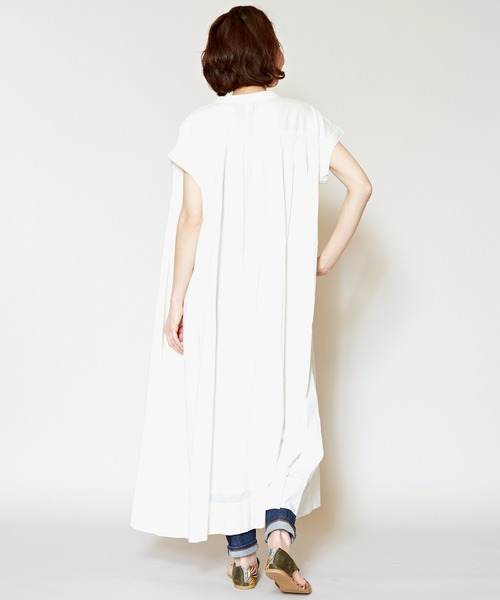 チャイハネ（チャイハネ）の「【チャイハネ】yul バンドカラーフレンチスリーブワンピース（ワンピース・レディース・ホワイト/ブラック/レッド・FREE）」の12枚目の写真