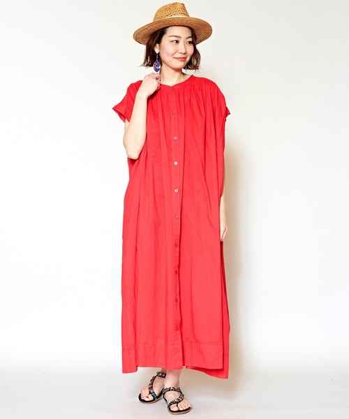 チャイハネ（チャイハネ）の「【チャイハネ】yul バンドカラーフレンチスリーブワンピース（ワンピース・レディース・ホワイト/ブラック/レッド・FREE）」の18枚目の写真