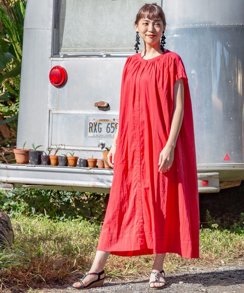 チャイハネ（チャイハネ）の「【チャイハネ】yul バンドカラーフレンチスリーブワンピース（ワンピース・レディース・ホワイト/ブラック/レッド・FREE）」の19枚目の写真