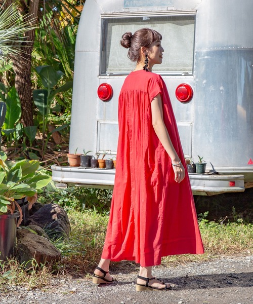 チャイハネ（チャイハネ）の「【チャイハネ】yul バンドカラーフレンチスリーブワンピース（ワンピース・レディース・ホワイト/ブラック/レッド・FREE）」の19枚目の写真