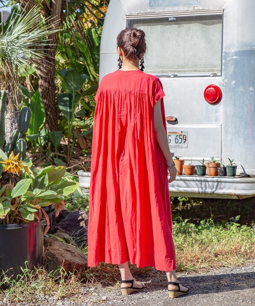 チャイハネ（チャイハネ）の「【チャイハネ】yul バンドカラーフレンチスリーブワンピース（ワンピース・レディース・ホワイト/ブラック/レッド・FREE）」の22枚目の写真