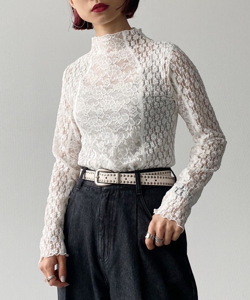 PAGEBOY（ページボーイ）の「キリカエレースプルオーバー（シャツ/ブラウス・レディース・ブラック/オフホワイト・FREE）」の2枚目の写真