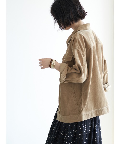 CRAFT STANDARD BOUTIQUE(クラフトスタンダードブティック)の「コーデュロイジャケット《COTTON USA》○*★(ブルゾン・レディース・アイボリー/ベージュ/ネイビー・FREE)」の3枚目の写真