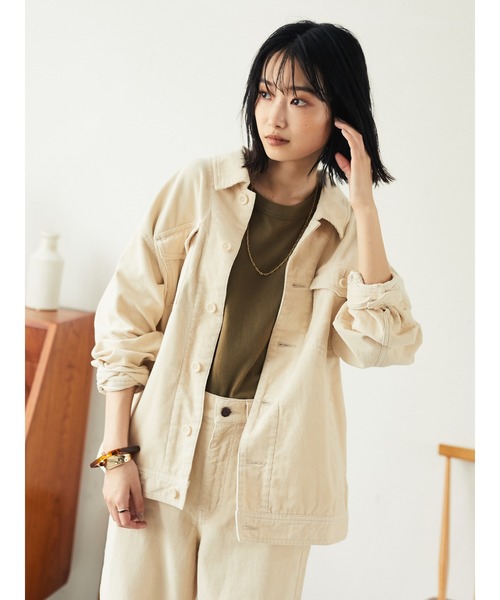 CRAFT STANDARD BOUTIQUE(クラフトスタンダードブティック)の「コーデュロイジャケット《COTTON USA》○*★(ブルゾン・レディース・アイボリー/ベージュ/ネイビー・FREE)」の2枚目の写真