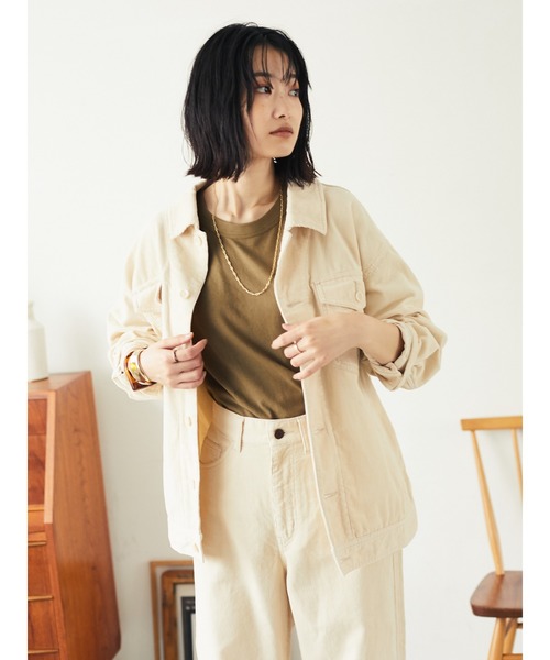 CRAFT STANDARD BOUTIQUE(クラフトスタンダードブティック)の「コーデュロイジャケット《COTTON USA》○*★(ブルゾン・レディース・アイボリー/ベージュ/ネイビー・FREE)」の5枚目の写真