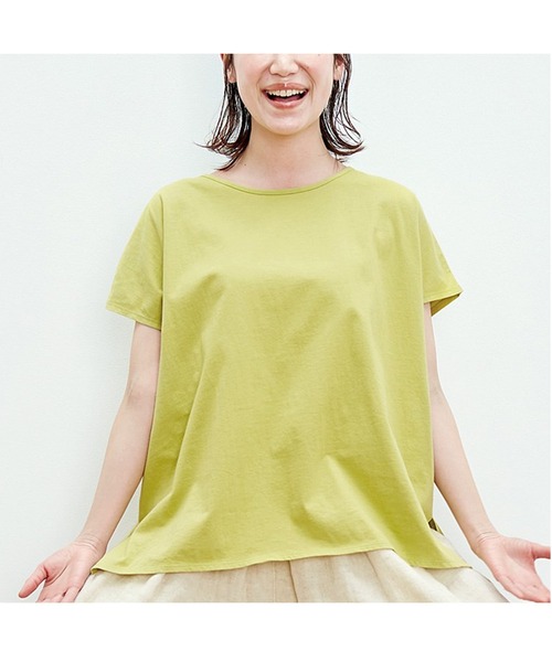 Live in comfort（リブインコンフォート）の「リブ　イン　コンフォート　抗菌防臭加工が心強い　ゆるっとスポＴシャツ（Tシャツ/カットソー・レディース・チャコールグレー/ラベンダー/イエロー系その他/サックスブルー・X-LARGE/SMALL/MEDIUM/XX-LARGE/LARGE/XXX-LARGE）」の4枚目の写真
