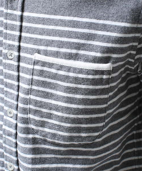 NANO universe(ナノユニバース)の「ナッピングパネルボーダーSH(シャツ/ブラウス・メンズ・ホワイト/ネイビー/グレー/グリーン・X-LARGE/LARGE/SMALL/MEDIUM)」の14枚目の写真
