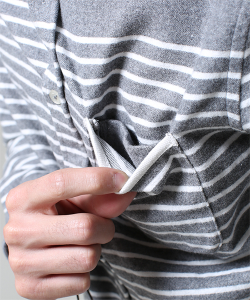 NANO universe(ナノユニバース)の「ナッピングパネルボーダーSH(シャツ/ブラウス・メンズ・ホワイト/ネイビー/グレー/グリーン・X-LARGE/LARGE/SMALL/MEDIUM)」の15枚目の写真