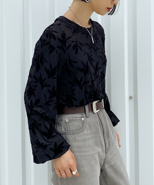 PAGEBOY（ページボーイ）の「オパールリーフハイネックブラウス（シャツ/ブラウス・レディース・ブラック/オフホワイト・FREE）」の12枚目の写真