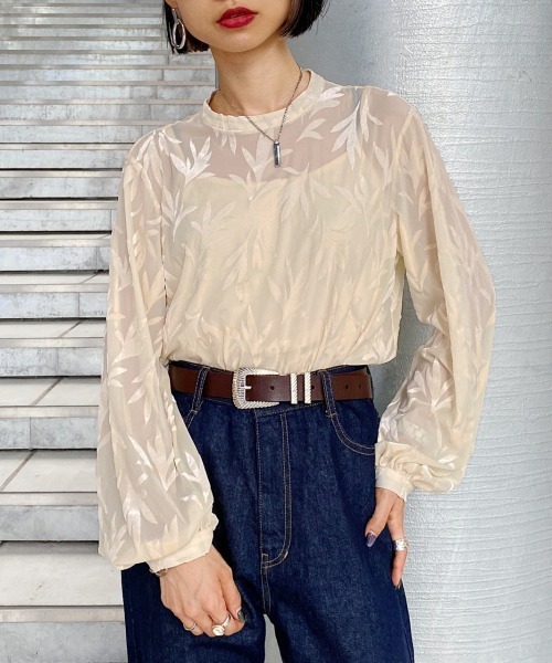 PAGEBOY（ページボーイ）の「オパールリーフハイネックブラウス（シャツ/ブラウス・レディース・ブラック/オフホワイト・FREE）」の16枚目の写真