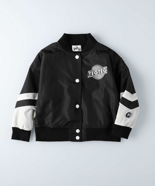 Right-on（ライトオン）の「【TEGTEG Girls2】切り替えスタジャン（ブルゾン・キッズ・ブラック/ベージュ・120/130/105/140/155）」の2枚目の写真